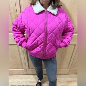 Hot pink bomber jacket SO CUTE! Barely worn! Size small.